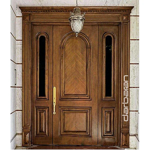 درب تمام چوبی ورودی لابی - طرح 10 (همراه با رنگ و نصب) متری